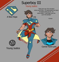 an image of the young justice character from super boy ii, with his name on it