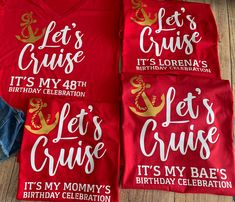 Let's Cruise Anchor Birthday Shirt Personalized Ship For Group Cruising, Matching Cruise Tees Anchor Birthday, Custom Graphic Tees, 48 Birthday, Vacation Birthday, Birthday Cruise, Funny Birthday Shirts, Group Cruise, Mommy Birthday, Cruise Fashion