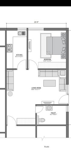 the floor plan for a two bedroom apartment with an attached kitchen and living room area