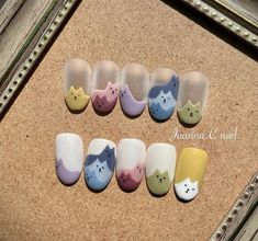 ♥️ FOLLOW FOR MORE FREE PICTURES ♥️  CTTO (⁠ʃ⁠ƪ⁠＾⁠3⁠＾⁠） Korean Summer Nail Art, Nail Animal Designs, Pokemon Nails Easy, Calico Cat Nails, Nature Themed Nails, Ditto Nails, Cat Inspired Nails, Boba Nails, Art Nails Design Ideas