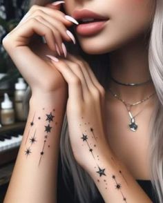 Pisces Aquarius Tattoo, Star Hand Tattoos For Women, Small Dainty Tattoos, Catrina Tattoo, Hand And Finger Tattoos, Tasteful Tattoos, Hand Tattoos For Women, Pretty Tattoos For Women