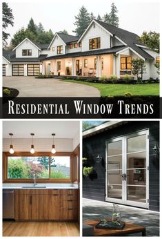 the front and back side of a house with windows, doors, and wood flooring