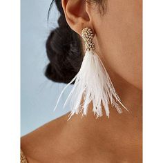 BAUBLEBAR Resha Pavé White Feather Earrings Your thing for dreamy style takes flight with this earring, a twinkly, Boho take on tassel designs.        Each approx. 4"L x 7/16"W     Goldtone finish     Pierced with bullet-disc backs     Clear glass stones Elegant Feather Drop Earrings, White Tassel Earrings For Pierced Ears Party, Tassel Earrings For Wedding, Elegant Feather Dangle Earrings, Elegant Dangle Feather Earrings, Elegant Dangle Earrings With Feathers, White Tassel Earrings For Party, Elegant White Summer Tassel Earrings, White Tassel Earrings For Summer Party