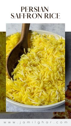 A close up of a serving bowl of Saffron rice. Saffron Rice Recipe, Recipes Rice, The Mediterranean Dish, Saffron Rice, Saffron Threads, Whole Roasted Cauliflower, Vegetable Side Dishes Recipes, Yellow Rice, Low Carb Side Dishes