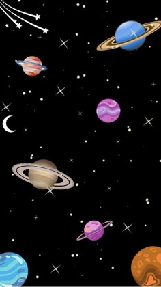 an image of planets and stars in the sky