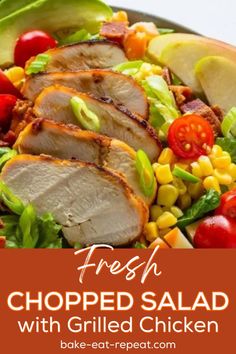 fresh chopped salad with grilled chicken and vegetables