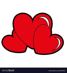 two red hearts on white background