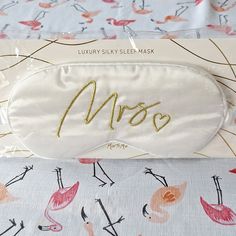 The Perfect Gift For The Engaged Bride-To-Be! Pamper Her With This Luxury Silky Sleep Face/Eye Mask. "Mrs" Is Embroisered In Cursive With A Heart. Gold Embroidery. New In The Package. I Reasonable Offers! Check Out My Other Listings For More Great Items...Bundle And Save More! First Time Buyer And Didn't Make An Account Yet? Sign Up And Use Hippietendency As Your Referral Code To Get $10! (See Poshmark Terms) Thank You! Accessories Bride, Mask White, Miss To Mrs, In Cursive, Bride Accessories, Gold Lettering, Gold Embroidery, Gold Letters, Sleep Mask