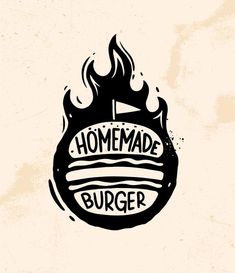 a black and white logo with the words homemade burger on it