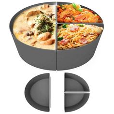 the four sections are divided into different dishes