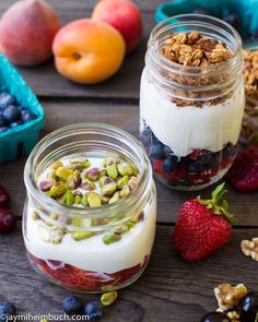 Yogurt Parfaits in a Mason Jar Are Perfect for Breakfasts on the Go Breakfast Ideas Vegetarian, Breakfasts On The Go, Mason Jar Recipes, Yogurt Parfaits, Vegan Grocery List, Jar Recipes, Parfait Breakfast, Frozen Fruits