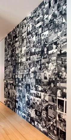 a large wall with many pictures on it