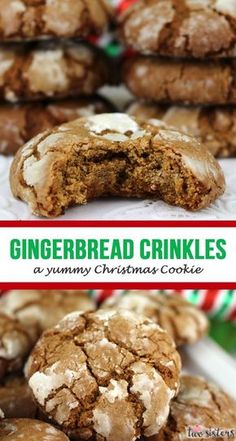 gingerbread crinkles cookies with white frosting on top and in the middle