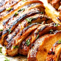 grilled pork chops with parsley on top