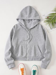 Drawstring Coat, Grey Jacket Women, Cute Jumpers, Women Sweatshirts, Lined Hoodie, Hoodie Girl, Drawstring Hoodie, Casual Coat, Plus Size Casual