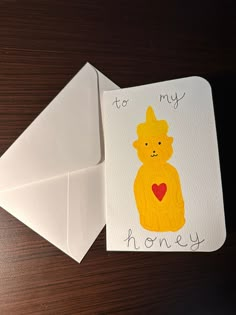 a card with a bear holding a heart and the words to my honey on it