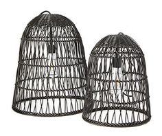 two black wire lamps with one light on each side