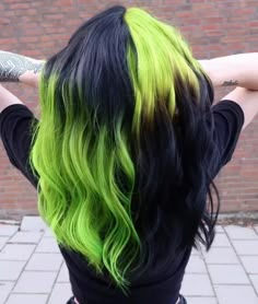 Funky Hair Colors, Neon Green Hair, Color Block Hair, Goth Hair, Hair Color Crazy