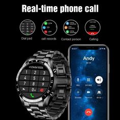 an image of a smart watch with the text real time phone call