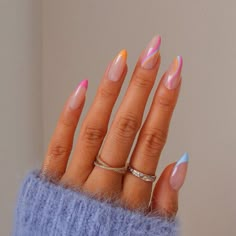 Gel X Nail Designs Spring, Bright Summer Acrylic Nails Almond, Spring Nails Stiletto, Spring Inspo, Classy Acrylic Nails, Cute Summer Nails, Short Acrylic, Vacation Nails