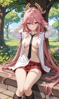 Images Kawaii, Yae Miko, Cool Anime Wallpapers, Anime Girlxgirl, Female Character Design, Cute Anime Pics, Anime Artwork, Cute Anime Character, Pink Hair