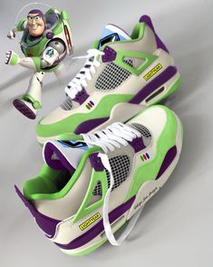 Concept Buzz Lightyear x Air Jordan 4s 🚀👀 Nike Shoes Women Fashion, Custom Sneakers Diy, Pretty Sneakers, Custom Shoes Diy, Dr Shoes, Nike Shoes Girls, Trendy Shoes Sneakers, Nike Fashion Shoes, Jordan Shoes Girls