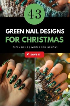 Step into 2024 with festive green nails! Try elegant designs with white and gold accents, or experiment with Grinch-inspired styles. Perfect for any nail shape. Save this pin and explore more ideas in the article!