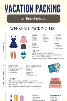 the packing list for a holiday packing list