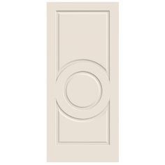 a white door with an oval design on it