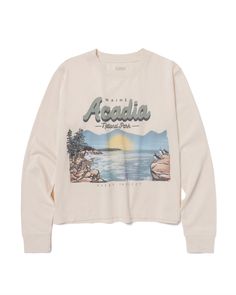 Our iconic boxy long sleeve, inspired by vintage tees. Featuring hand-painted artwork and an enzyme wash for a soft, lived-in feel, the Acadia National Park Vintage Long Sleeve Tee brings new life and adventure to your wardrobe. Maine National Park, Beach Ware, Painted Artwork, Outdoor Hats, Vintage Long Sleeve, Acadia National Park, Nature Collection, Hand Painted Artwork, Style Ideas