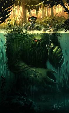 an underwater scene with a giant creature in the water