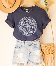 Mandala Yoga T-Shirt, Cute Mandala Tee, Pretty Yantra Mandala Tee, Mandala Spring T-Shirt, Shirt for Woman, Gifts For Her Flower Tee Welcome to my store! I will help you to have a good shopping experience as much as I can. If you have any request (design customization, more size and color options) please feel free to message me. I will reply as soon as possible. I have listed some information to help you below:  HOW TO ORDER  * Please, Check and Review all Photos. * Select Your T-Shirt Color fro Cute Mandala, Yantra Mandala, Yoga Mandala, Yoga Tees, Spring T Shirts, T Shirt Painting, Classy Tattoos, Shirts Women Fashion