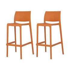 two orange stools sitting next to each other