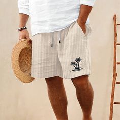 Category:WE-Pants; Season:Summer; Fabric:Linen Cotton Blend; Gender:Men's; Style:Boho,Hawaiian; Occasion:Vacation,Holiday,Beach; Fit Type:Regular Fit; Function:Breathable,Comfort; Waistline:Mid Waist; Pattern:Coconut Tree; Design:Pocket,Elastic Waist,Drawstring; Pants Type:Beach Shorts,Linen Shorts,Summer Shorts; Fly Type:Drawstring,Elasticity; Front page:FF; Listing Date:05/03/2024; Production mode:External procurement; Hips:; Length:; Waist:; Pants Length:Short Bohemian Style Shorts For Beach Party Vacation, Bohemian Shorts For Beach Party Vacation, Bohemian Shorts For Summer Beach Party, Vacation Shorts With Pockets For Beach Season, Summer Beach Shorts With Pockets, Casual Summer Vacation Bottoms, Vacation Beach Season Shorts With Pockets, Bohemian Shorts For Beach Vacation, Bohemian Beach Shorts For Summer