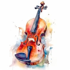 a watercolor painting of a violin