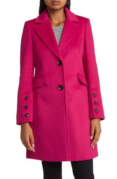 Make a chic impression in sophisticated jacket cut from a rich wool blend for cool-weather warmth. 36" length (size 8) Front button closure Notched lapels Front flap pockets Lined 55% polyester, 40% wool, 5% other fibers Dry clean Imported Winter Outfits For Women, Fall Wardrobe Essentials, Collar Coat, Twill Jacket, Collared Coat, Notch Collar, Wool Blend Coat, Outfits For Women, Made Clothing