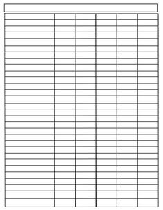 a blank sign up sheet with the number of people in each column and numbers on it