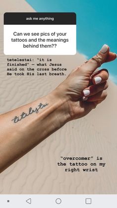 a person's arm with a tattoo saying, can we see piece of your tattoos and the meanings behind them?