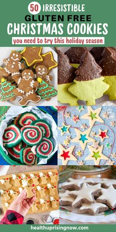 christmas cookies with text overlay that reads, 50 irresistiblely gluing christmas cookies you need to try this holiday season