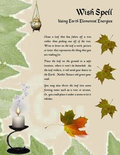 Wish Spell ~ Using Earth Elemental Energies Wicca Book Of Shadows, Wish Spell, Paganism Spells, Earth Element