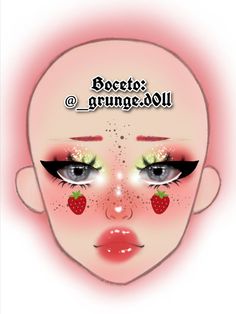 Strawberry Make Up Ideas, Makeup Inspired By Melanie Martinez, Strawberry Shortcake Eye Makeup, Strawberry Eye Makeup, Cute Strawberry Makeup Look, Strawberry Themed Makeup, Disney Makeup Looks, Crazy Makeup Ideas, Strawberry Makeup Look