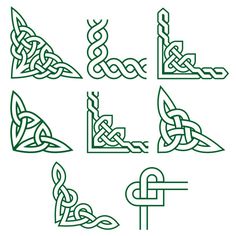 six different celtic designs in green and white