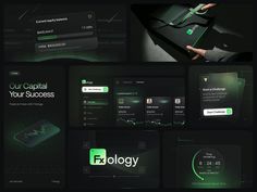 the dark and green website design is displayed