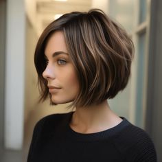 Short Brown Hair, Bob Hairstyles For Fine Hair, Short Layered Haircuts, Haircut And Color, Short Bob Hairstyles, Face Shape, Hair Today, Great Hair, Layered Haircuts