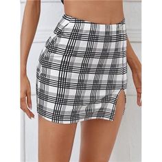 White & Black Plaid Checker Gingham Printed High Waist Split Fitted Pencil Bodycon Mini Skirt Be The Dream Girl In Real Life With This Super Flirty Mini Skirt! Featuring An Eye-Catching, Multicolor Plaid Print And Mini Side Slits Over A Classic Bodycon Silhouette. Slim Fit And Figure Hugging. High Waisted Construction. Elastic Stretchy Fabric To Ensure The Perfect Fit.. Back Zipper Closure. Prepare To Be A Total Heart Throb With This Super Cute Printed Mini Skirt! 100% New! Material: 95% Polyest Flowy Mini Skirt, Adidas Skirt, Black Jean Skirt, Red Mini Skirt, Athletic Skirt, Swimsuits Outfits, Women Skirts, Hem Skirt, Plaid Mini Skirt