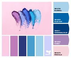 blue and purple color swatches with text