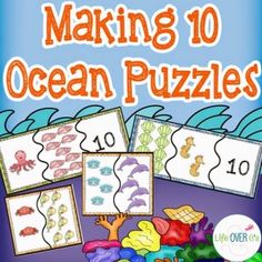 making ocean puzzles for kids with pictures and words on it, including an octopus theme