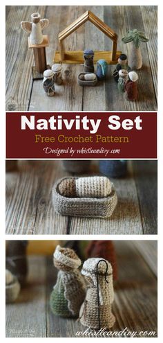 the nativity set is made with crochet and yarn