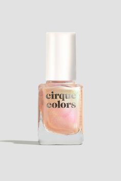 Cultured is a pink pearl-inpsired nail polish that features pearlescent shimmer that shifts between pink and green. Our shimmer polishes are packed with glimmering pigments which give them a unique multidimensional finish, unlike any other. Peach Colored Nails, Shimmer Nail Polish, Cirque Colors, Nail Shimmer, Holographic Nail Polish, Nail Art Set, Baby Boomer, Holographic Nails, Unique Nails