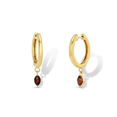 Ready to ship now: 14k yellow gold 2 red garnets - 0.58ctw Inner diameter - 13mm Width - 2mm Made to order in 14k white gold with 4-6 week lead time. Studs Diamond, Garnet Heart, Solitaire Studs, Forever Jewelry, Jewelry Ring Box, Mens Jewelry Bracelet, Fine Earrings, Red Garnet, Gold Hoop